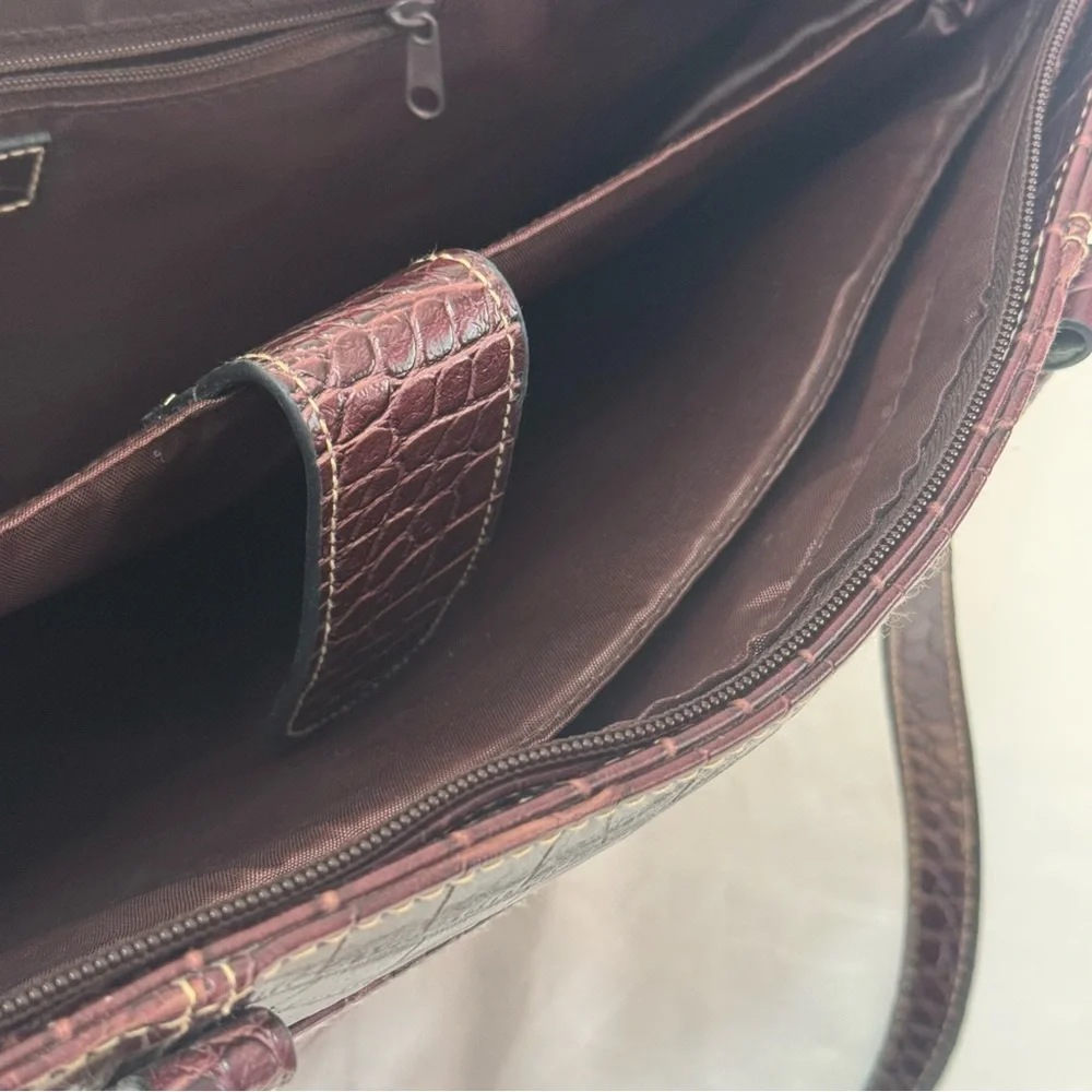 Worthington Tote Laptop Business Carry On Bag Crocodile Embossed Faux Leather